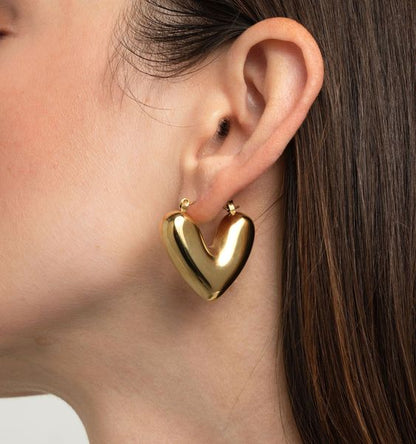 Chunky Heart Hoop Earrings